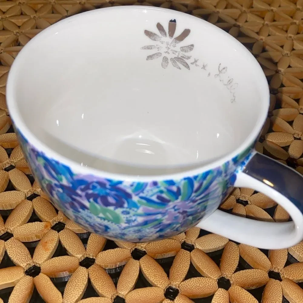 10X$50 Lilly Pulitzer Ceramic Dinner Blue Coffee Mug Floral
